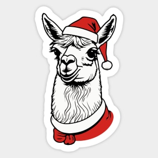 Christmas Llama with Santa Hat Sticker